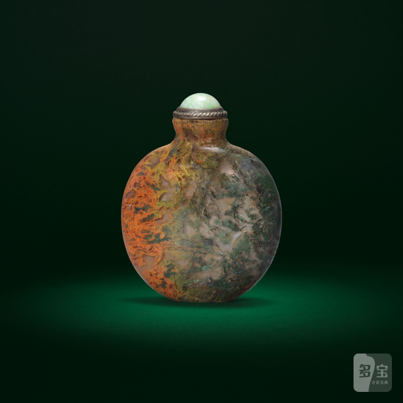 十八/十九世紀 青苔紋瑪瑙鼻煙壺 | A MOSS AGATE SNUFF BOTTLE - 图2